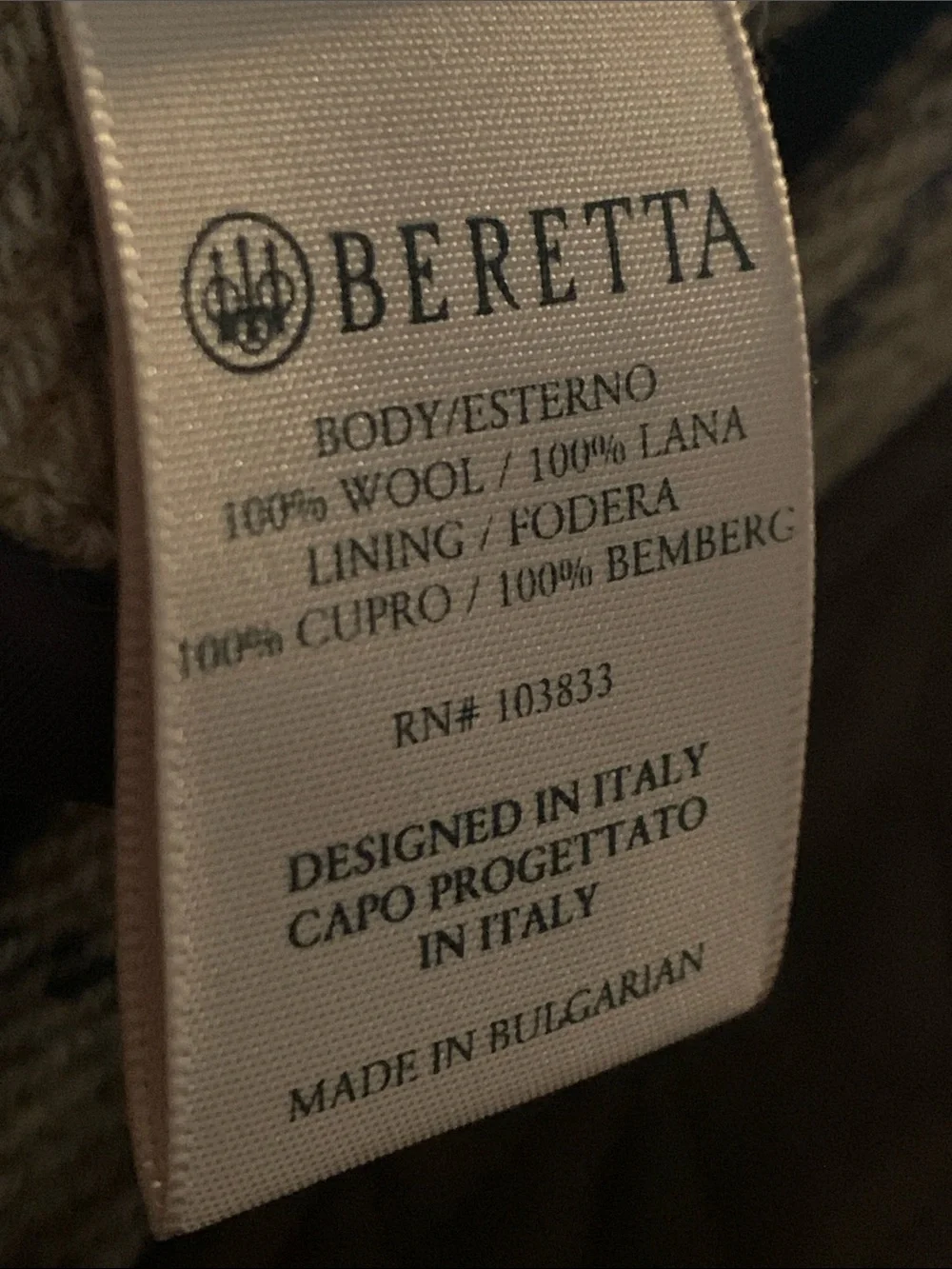 Beretta Wool Herringbone Tweed Vest w/ Quilted Suede Shoulder Patches US 46